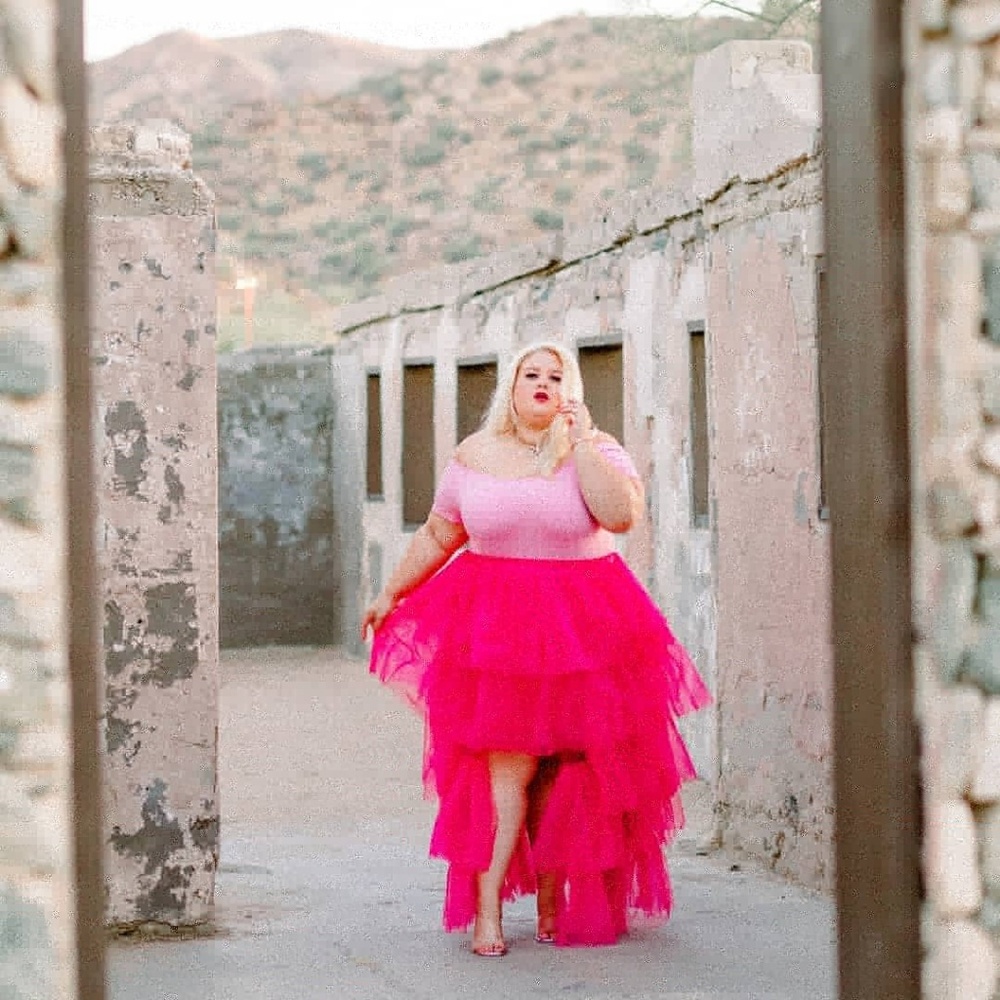 Pink layered tulle skirt